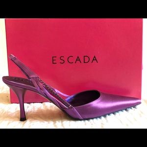 Escada Violet Satin Sling Pump